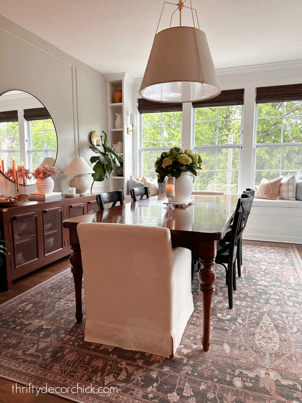 burgundy decor in dining room